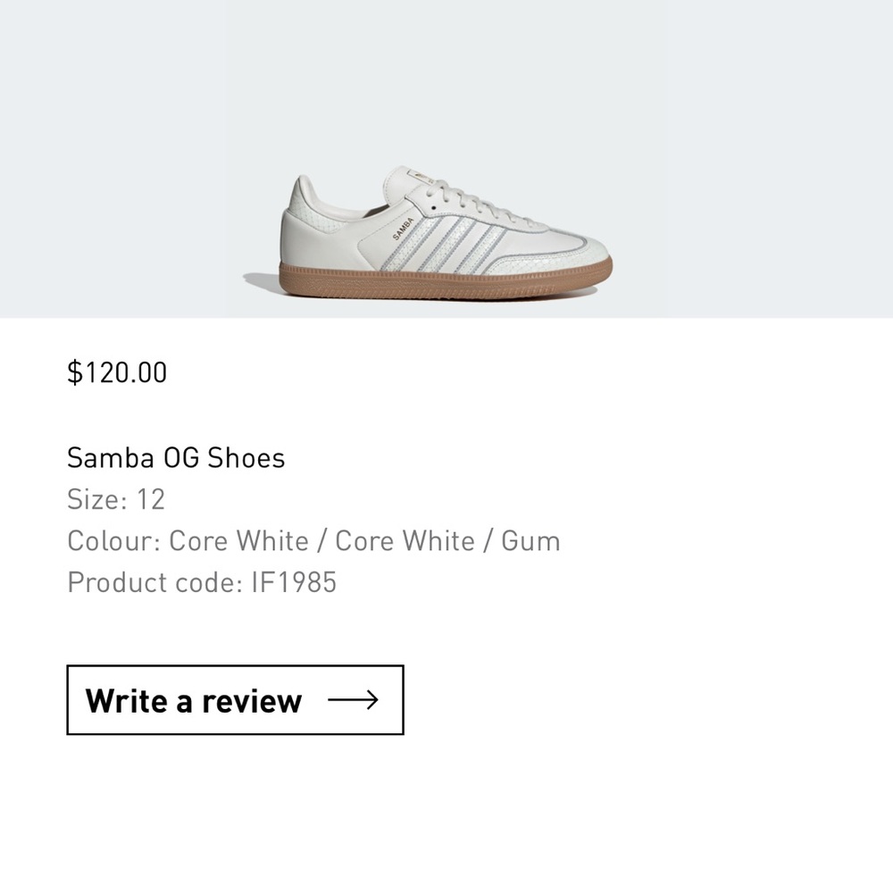 Adidas Samba OG Core White and Gum Sneakers